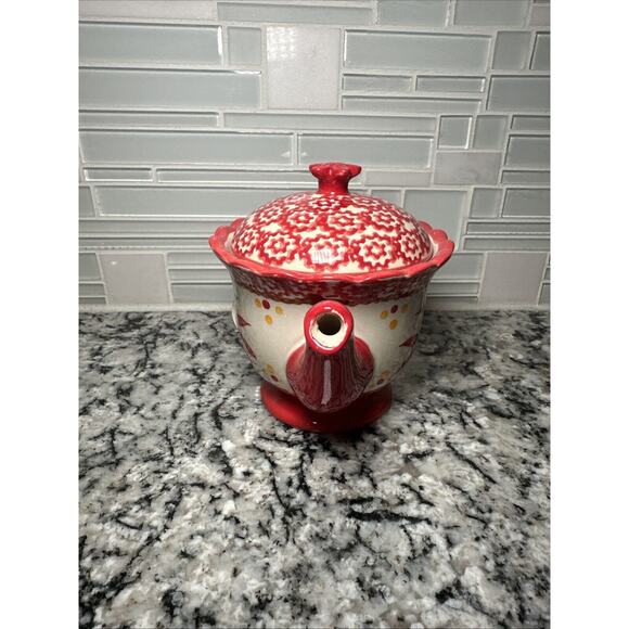Temptations OLD WORLD Cranberry Red TEA POT 1 Cup of Kindness Stoneware - Picture 2 of 11